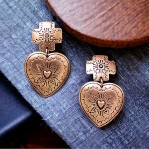 Aztec Heart Dangle Earrings
